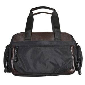 Derek Alexander Black Leather Nylon Top Zip Satchel 20237